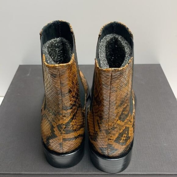 Freda Salvador Joan Chelsea Boots Womens 7.5 M Brass Snake Embossed Leather- 004 - Picture 5 of 10